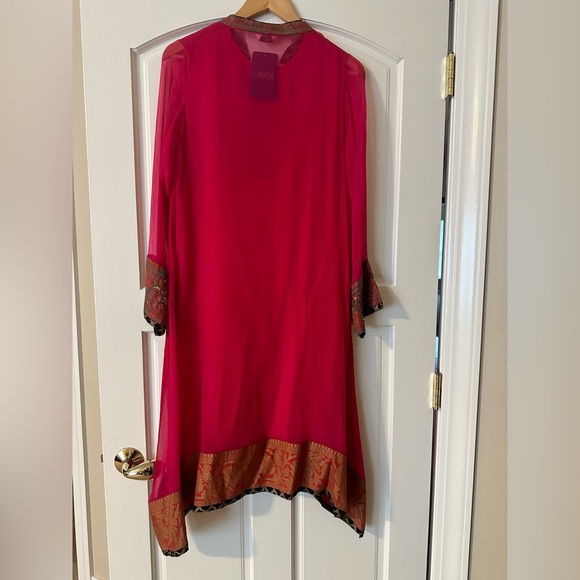 NWT Chinyere fuschia chiffon kameez size M - Picture 2 of 2